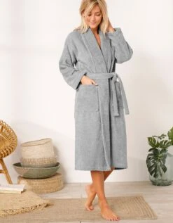 Peignoir Mixte Adulte éponge Bouclette Col Châle Personnalisable -Maison Douceur Promos Magasin 301727 C12 zoomx vue6