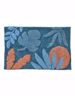 Tapis De Bain Pur Coton Motif Feuillage