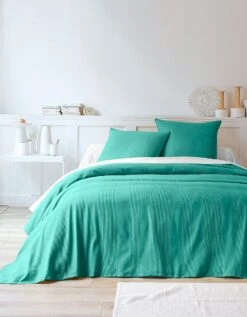 Jeté De Lit Uni Tissé Coton