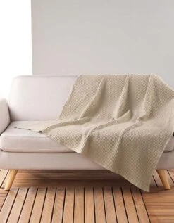 Plaid Ou Jeté De Canapé Nid D'abeille Coton Uni