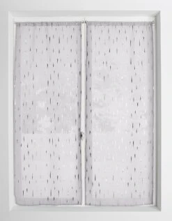 Vitrage Voile Motif Gouttelettes Argentées Finition Passe-tringle