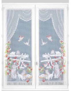 Vitrage Droit Chats - Paire