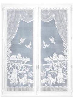 Vitrage Droit Chats - Paire