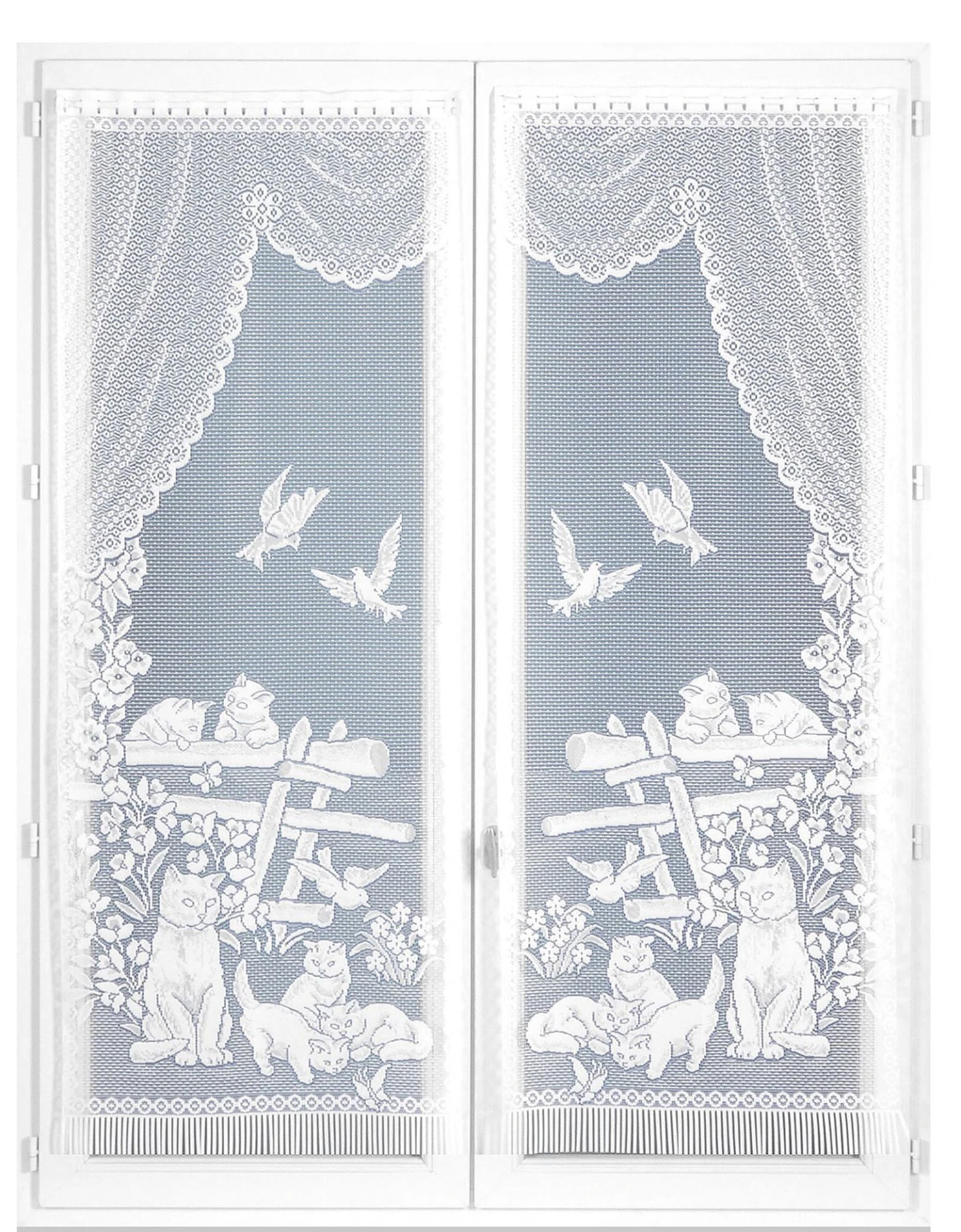 Vitrage Droit Chats - Paire 1 Vitrage Droit Chats - Paire