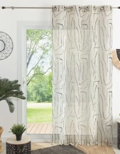 Voilage Effet Lin Imprimé Abstrait