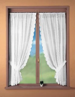 Rideau Broderie Cornely Finition Passe-tringle Embrasse Assortie - La Paire