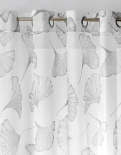 Rideau Panneau Voile Polyester Imprimé Gingko Finition Oeillets