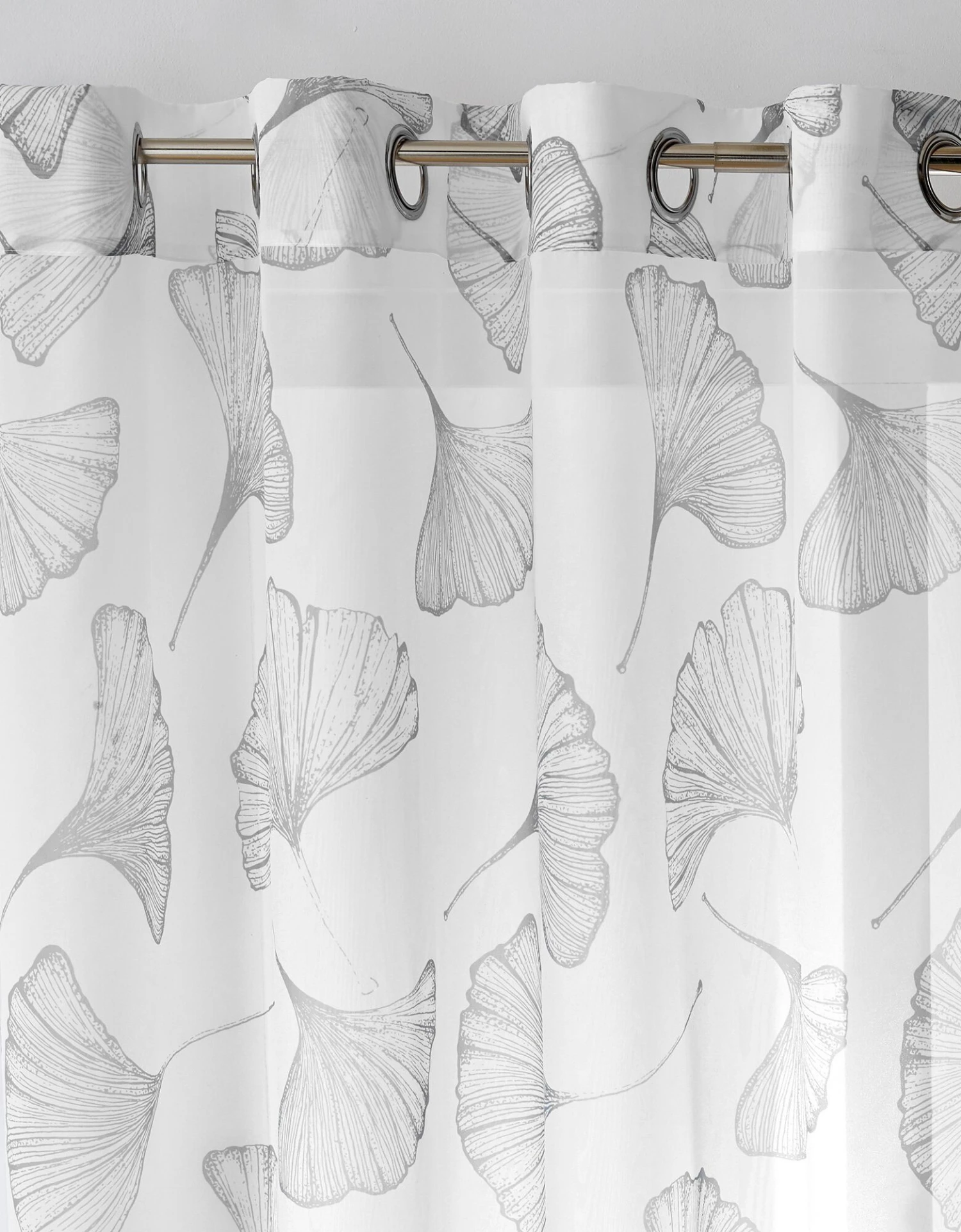 Rideau Panneau Voile Polyester Imprimé Gingko Finition Oeillets 1 Rideau Panneau Voile Polyester Imprimé Gingko Finition Oeillets