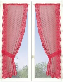 Rideau Uni Dentelle Polyester Finition écailles - La Paire