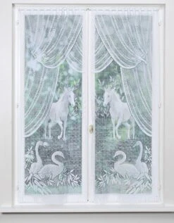 Vitrage Droit Peint Motif Chevaux Finition Passe-tringle - La Paire