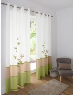 Rideau Panneau Voile Motif Orchidée Finition Oeillets