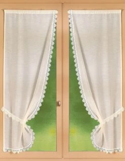 Rideau Macramé Finition Passe-tringle Embrasse Assortie - La Paire