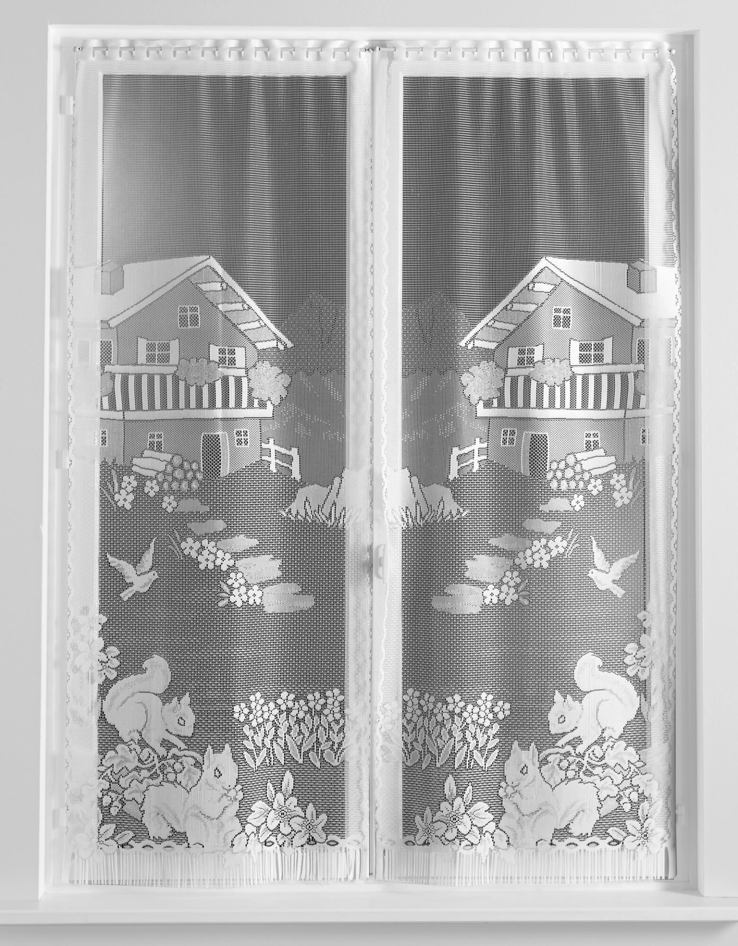 Vitrage Droit Motif écureuils - Paire 1 Vitrage Droit Motif écureuils - Paire