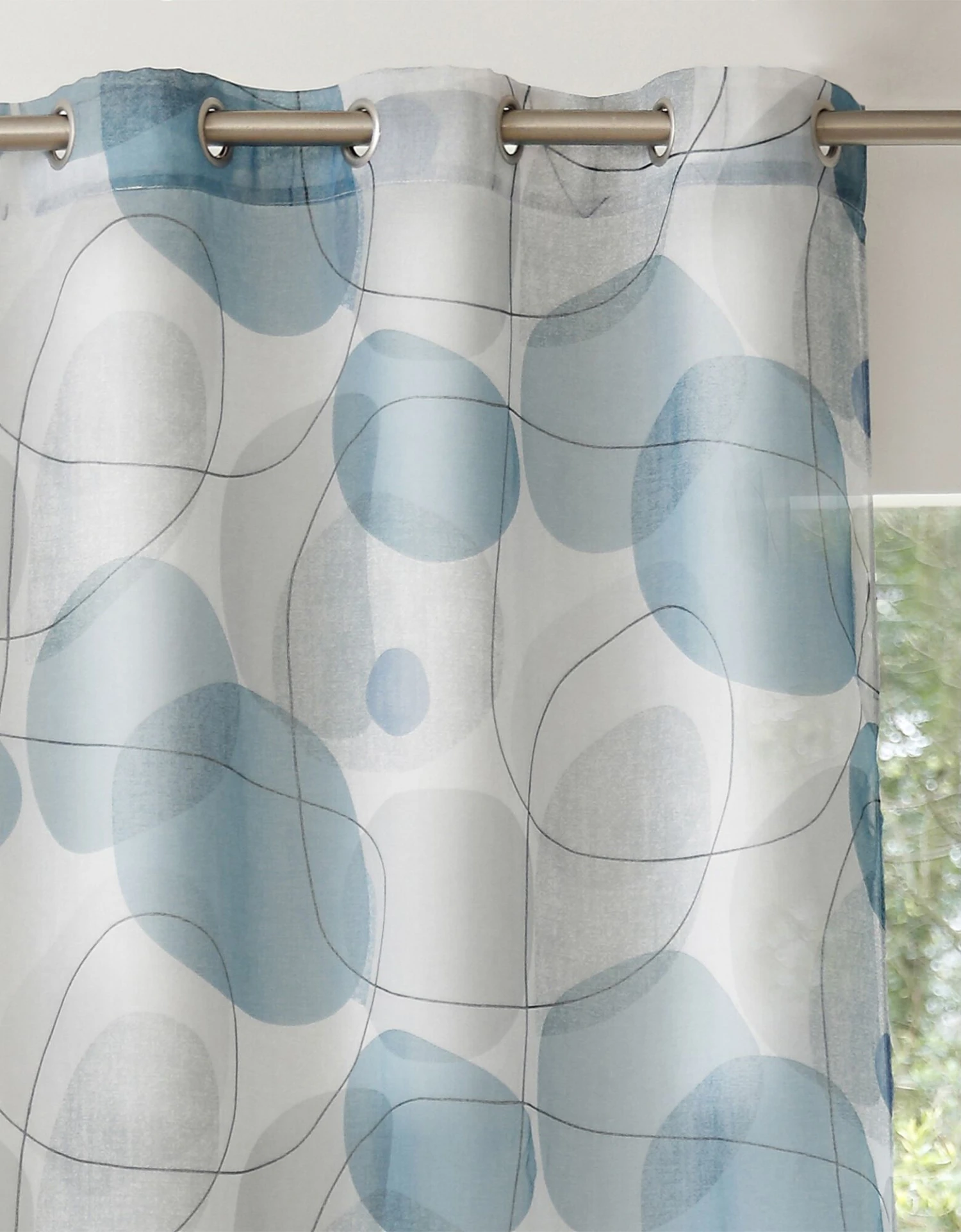 Panneau Voile Finition Oeillets Motif Galets 1 Panneau Voile Finition Oeillets Motif Galets