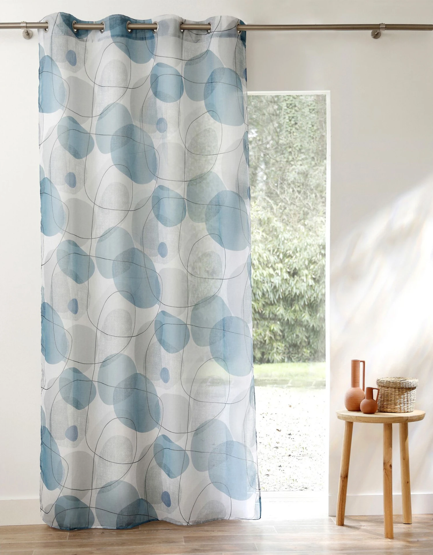 Panneau Voile Finition Oeillets Motif Galets 2 Panneau Voile Finition Oeillets Motif Galets – Image 2