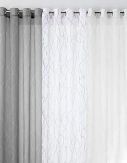 Rideau Panneau Voile Imprimé Ondulant Gris/blanc Finition Oeillets 6 Rideau Panneau Voile Imprimé Ondulant Gris/blanc Finition Oeillets -Maison Douceur Promos Magasin 323754 C01 zoomx vue3