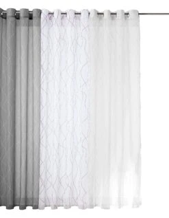 Rideau Panneau Voile Imprimé Ondulant Gris/blanc Finition Oeillets 7 Rideau Panneau Voile Imprimé Ondulant Gris/blanc Finition Oeillets -Maison Douceur Promos Magasin 323754 C01 zoomx vue4
