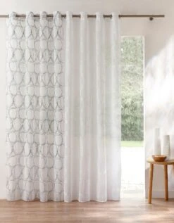 Panneau Voile étamine Brodé Sphères Finition Oeillets -Maison Douceur Promos Magasin 323822 C01 zoomx vue5