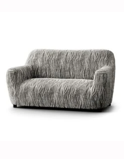 Housse Bi-extensible Microfibre Imprimé Vagues Pour Fauteuil Et Canapé