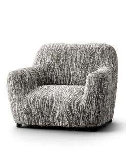 Housse Bi-extensible Microfibre Imprimé Vagues Pour Fauteuil Et Canapé -Maison Douceur Promos Magasin 324322 C01 zoomx vue4