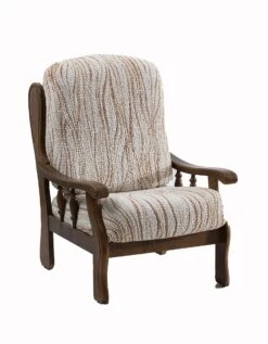 Housse Microfibre Bi-extensible Imprimé Vagues Spéciale Fauteuil Rustique