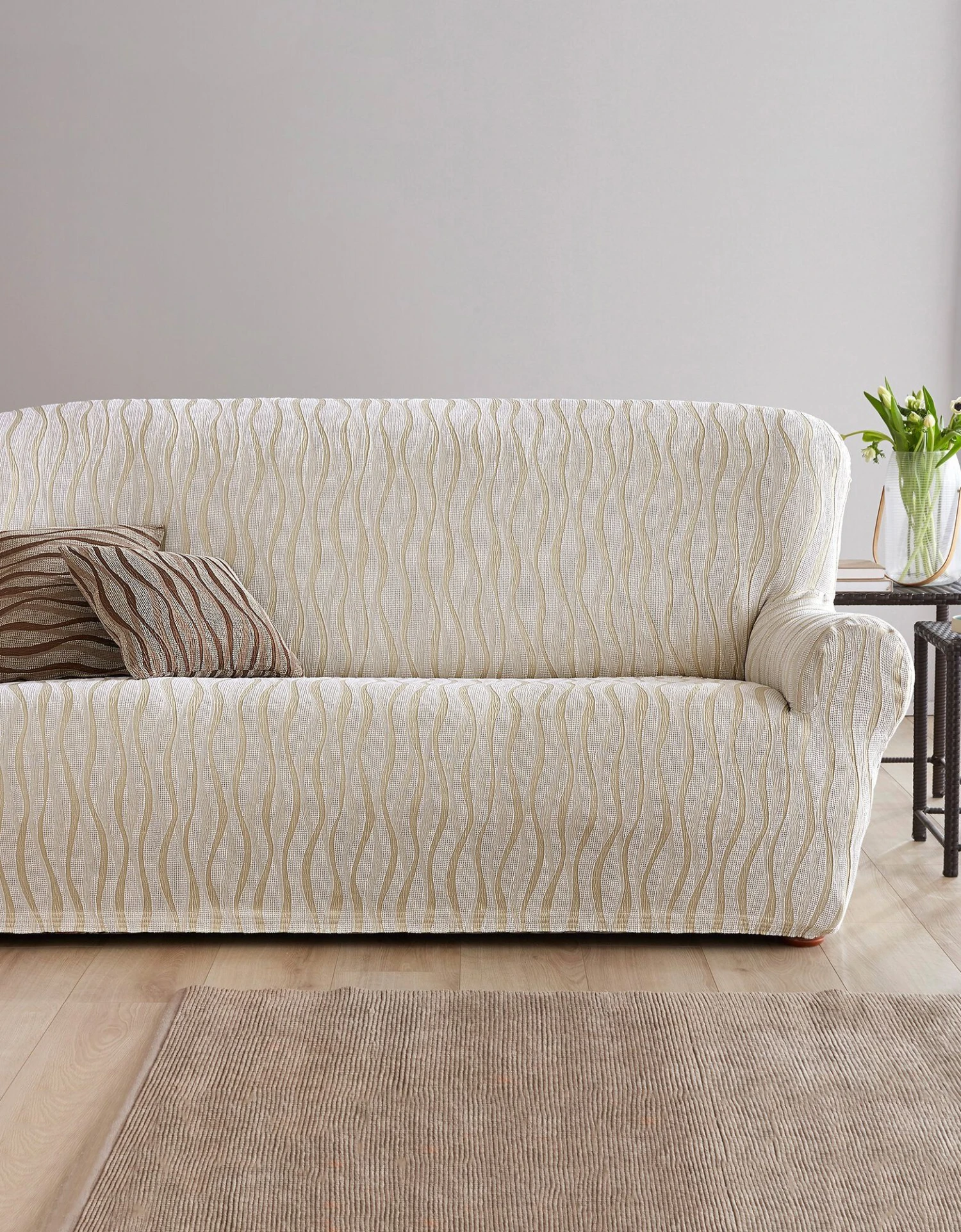 Housse De Salon Jacquard Extensible Imprimé "vagues" 1 Housse De Salon Jacquard Extensible Imprimé "vagues"