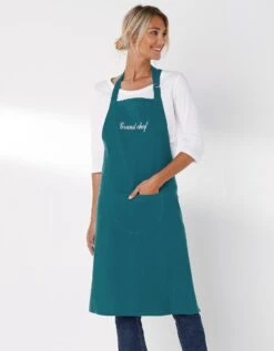 Tablier Bavette Coton Et Lin Uni Personnalisable