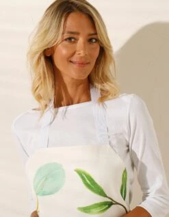 Tablier Fabriqué En France, Motif Végétal Aquarelle - Coton Biologique(1) -Maison Douceur Promos Magasin 500783 C01 zoomx vue3